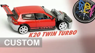 Hot Wheels Custom - Honda Civic K20 Twin Turbo And RBN Performance Parts