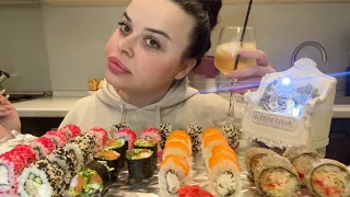 Мукбанг-Суши🍱🍣Роллы🥂Вино