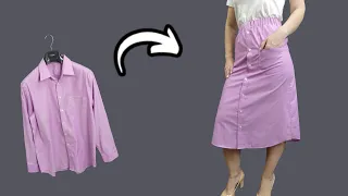 Useful advice on how to make an elasticated skirt from a shirt in 10 minutes.