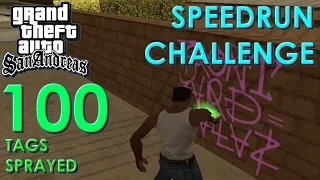 GTA San Andreas - Sprejování 100 Tagů před misí "Tagging Up Turf"! (Speedrun Challenge)