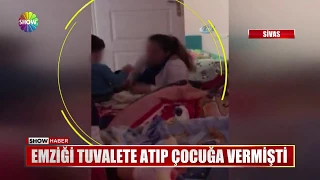 Emziği tuvalete atıp çocuğa vermişti