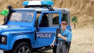 Super rescue team police car | Bridge blocks toys construction vehicles excavator | BIBO TOYS