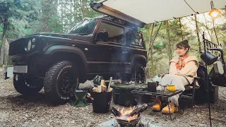 Relax Solo Camping with Suzuki Jimny｜forest bathing｜camping mat in the car｜ASMR