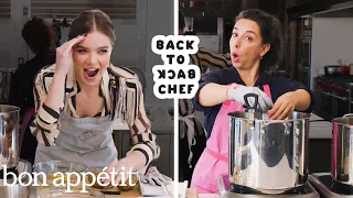 Hailee Steinfeld Tries to Keep Up with a Professional Chef | Back-to-Back Chef | Bon Appétit