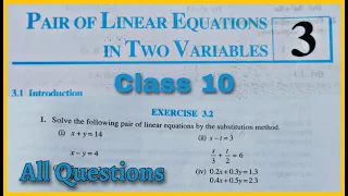 Class 10 Ex 3.2 Q1 Q2 Linear Equations in two variables Chapter 3 NEW CBSE NCERT Syllabus Rajmith