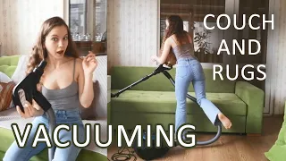 VACUUMING AT FULL POWER | vacuum cleaner, couch and rugs