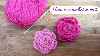 How to Crochet Rose Flower for Beginners |  Very easy crochet rose motif making for Beginners