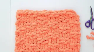 HAND KNIT A CHUNKY BLANKET. DOUBLE SEED STITCH