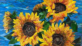 Ep. 101 GROUTING & FRAMING "GLORY" and Cutting Feather Cuts for the Commissioned Sunflowers!