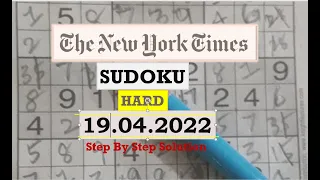 New York Times Hard Sudoku Apr 19, 2022 -  Step By Step Solution