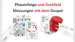 Two-pole rotating field and phase sequence measurement with the Duspol on the CEE socket and the RCD