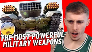 Brit Reacting to The 12 Most Powerful Military Weapons in Action