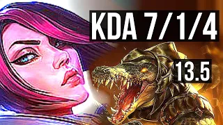 FIORA vs RENEKTON (TOP) | 7/1/4, 6 solo kills, 1.2M mastery, 300+ games | KR Master | 13.5