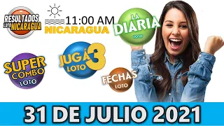 Sorteo 11 am Resultado Loto NICARAGUA, La Diaria, jugá 3, Súper Combo, Fechas, Sábado 31 julio 2021