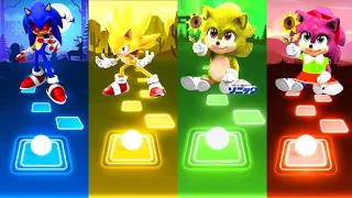 Sonic Exe vs Super Sonic vs Baby Super Sonic vs Baby Amy | Tiles Hop EDM Rush