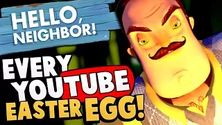 EVERY YOUTUBER EASTER EGG FOUND! Secret Hidden Items in Hello Neighbor! - Hello Neighbor Alpha 4