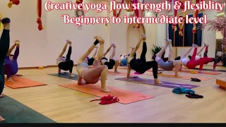 Creative yoga flow flexibility & strength/ begiyto intermediate level #onlineyogaclass #flexibility