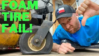 Foam Filled Lawn Mower Tire Repair - FAIL!