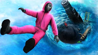 GTA 5 SQUID GAME Guard • Jumping into Huge Whirlpool!