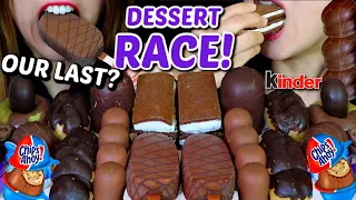 ASMR LEFTOVER DESSERT RACE (CHOCOLATE MARSHMALLOW, ICE CREAM BAR, DONUTS, CADBURY, ECLAIRS, KINDER먹방