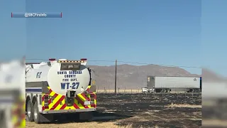 Santa Barbara County fire crews respond to vegetation fire in Cuyama near Highway 166 Monday