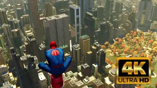Spiderman [PS4] Free roam gameplay - Swinging in the City - 4K HD