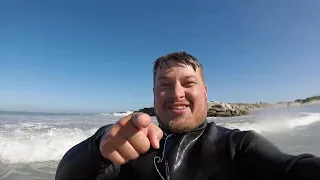 Surfing in Langebaan at the sand bags ( Western cape)