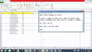Automatically insert page breaks in Excel when value changes
