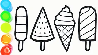 Draw and Color 4 Cute Ice Creams 🍧🍨🍦❄️🌈 Drawings for Kids#83