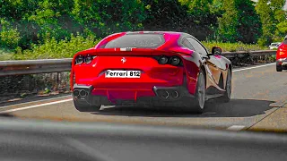 Ferrari 812 ON GERMAN AUTOBAHN | sound, acceleration and looks  | 4K