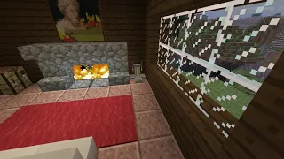 🌧 🔥 Minecraft Relaxing Fireplace and Rain Ambience w/vanilla music 🔥 🌧