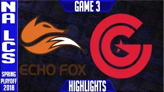 FOX vs CG Highlights G3 | NA LCS 3rd Place Playoffs Spring 2018 | Echo FOX vs Clutch Gaming Game 3