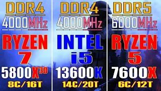 RYZEN 7 5800X3D (DDR4) vs  INTEL i5 13600K (DDR4) vs RYZEN 5 7600X (DDR5) || PC GAMES  TEST ||