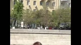 Москва, Парк Горького, техника возвращается с Парада Победы, 9 мая 2015 г.