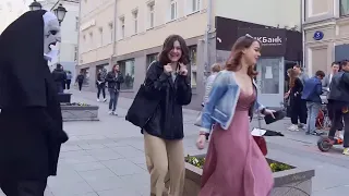 She had no idea what was behind her! The craziest reactions ever! Russian nun prank