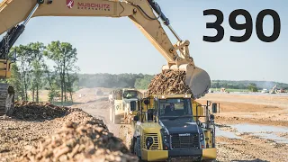 CAT 390F Excavator Loading Trucks for 13 Minutes in 4K