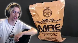 xQc reacts to Pepperoni Pizza MRE Review Meal Ready to Eat Ration (with chat)