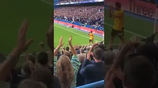 Diego Costa getting a round of applause from Chelsea Fans at Stamford Bridge