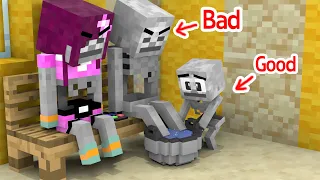 Monster School : Good Baby Skeleton Life (Bad Family) - Sad Story -  Minecraft Animation