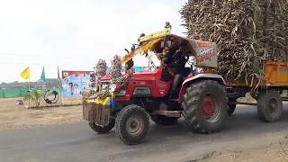 Arjun 605 vs Arjun novo 605 di Tractor pulling Sugarcane overloading trolley | Sugar cane Load