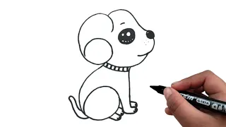 How To Draw A Dog From Number 6 || Easy Dog Drawing For Kids ||