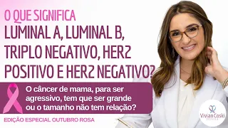 O que significa Luminal A, luminal B, triplo negativo, HER2 positivo e HER2 negativo?