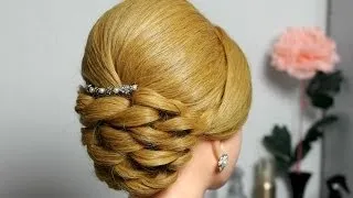 Bridal prom updo hairstyle for long hair.