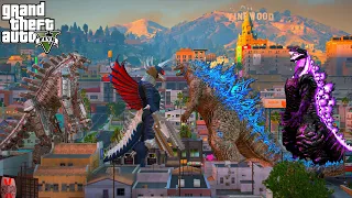Shin Godzilla and Atomic Godzilla vs Mechagodzilla and Gigan- GTA V Mods