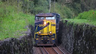 Trem ''gigante'' com quase 300 vagões passando quase raspando por paredão de pedra em João Ayres