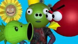 PLANTS VS. ZOMBIES vs. ANGRY BIRDS ☺ 3D animated Mashup - FunVideoTV -Style ;-))