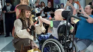 Johnny Depp surprises children's hospital patients dressed as Captain Jack Sparrow