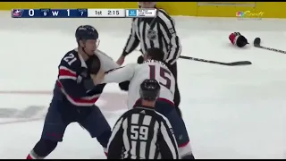 Hathaway drops the gloves with Bayreuther after laying a big hit