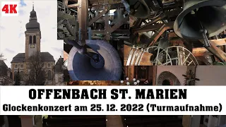 OFFENBACH am Main (D), St. Marien, Glockenkonzert am 25. 12. 2022 (Turmaufnahme in 4K)