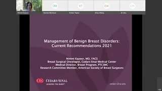 “Management of Benign Breast Disorders: Current Recommendations 2021” - Dr. Nimmi Kapoor, 2021-09